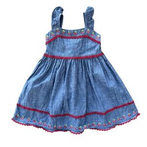 Gymboree Blue Chambray Cherry Dress size 3T (fit 4)